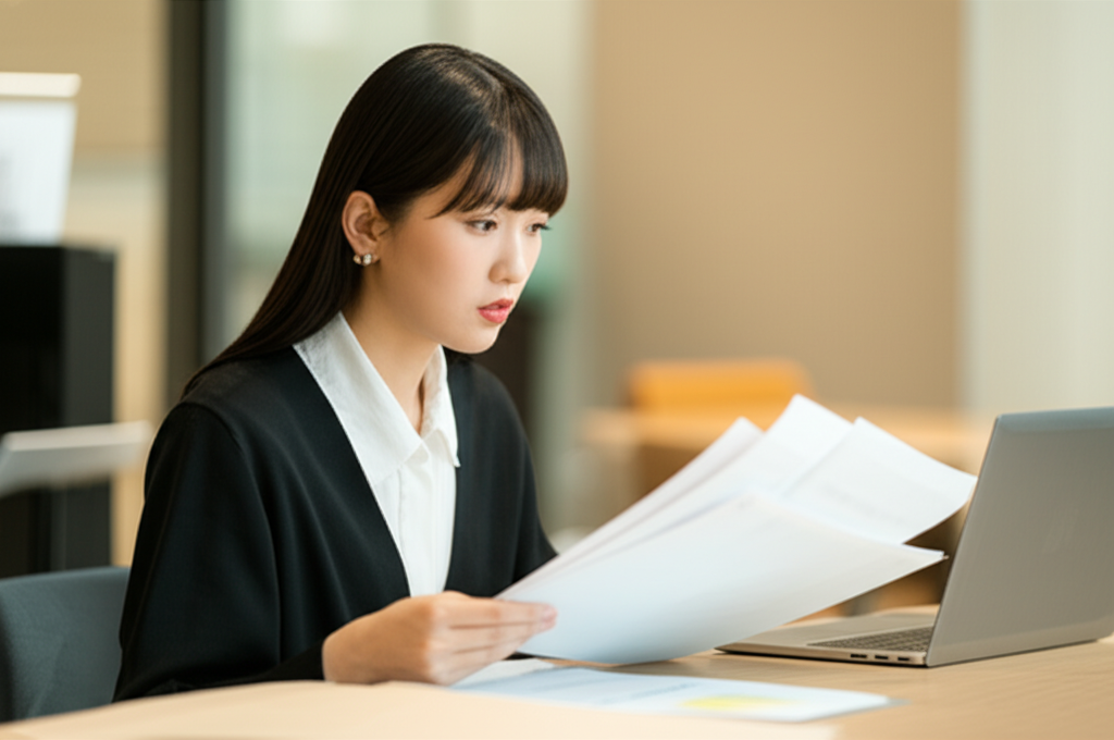 エージェントからの提案に疑問を感じるビジネスウーマン