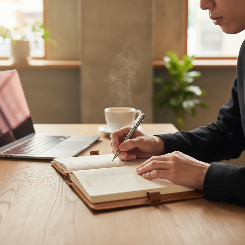 転職の準備リストをノートに書き出す若手社会人