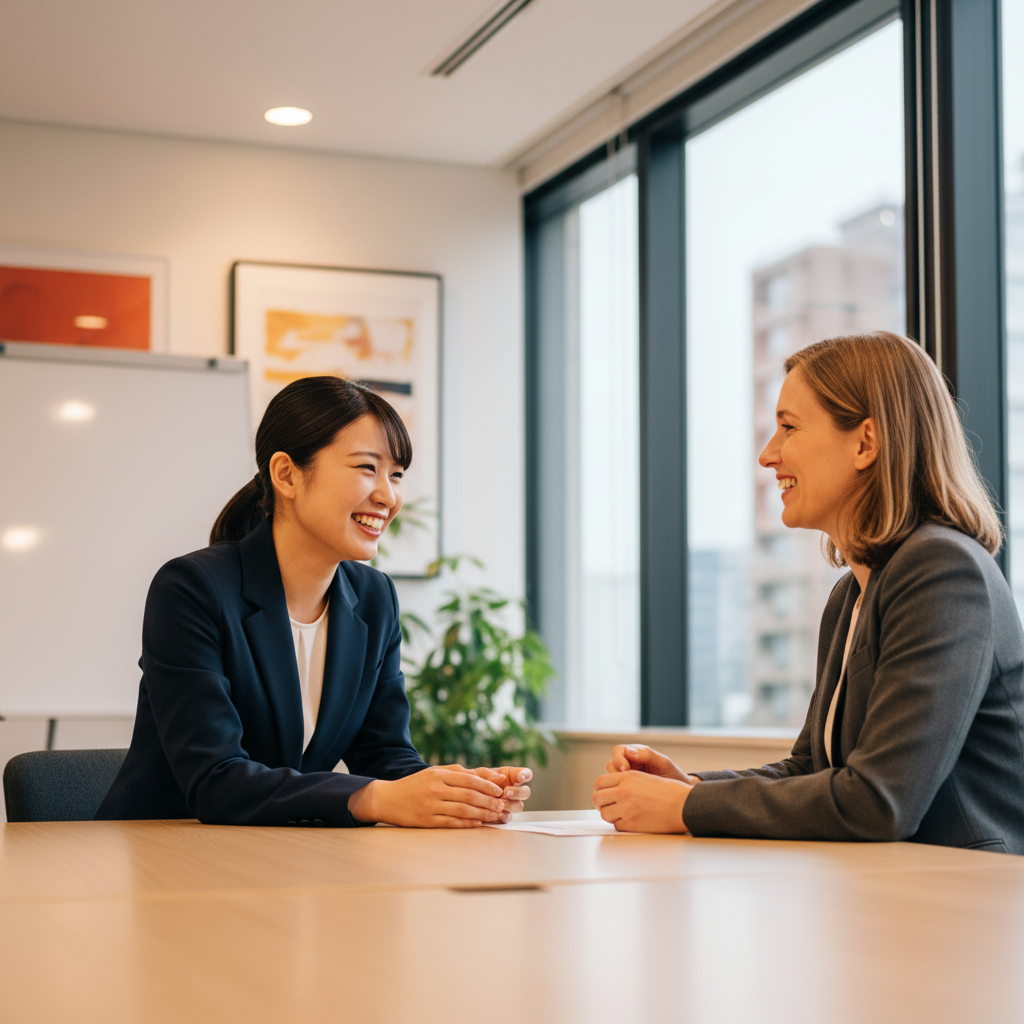 キャリアアドバイザーと面談する転職活動中の若手社会人