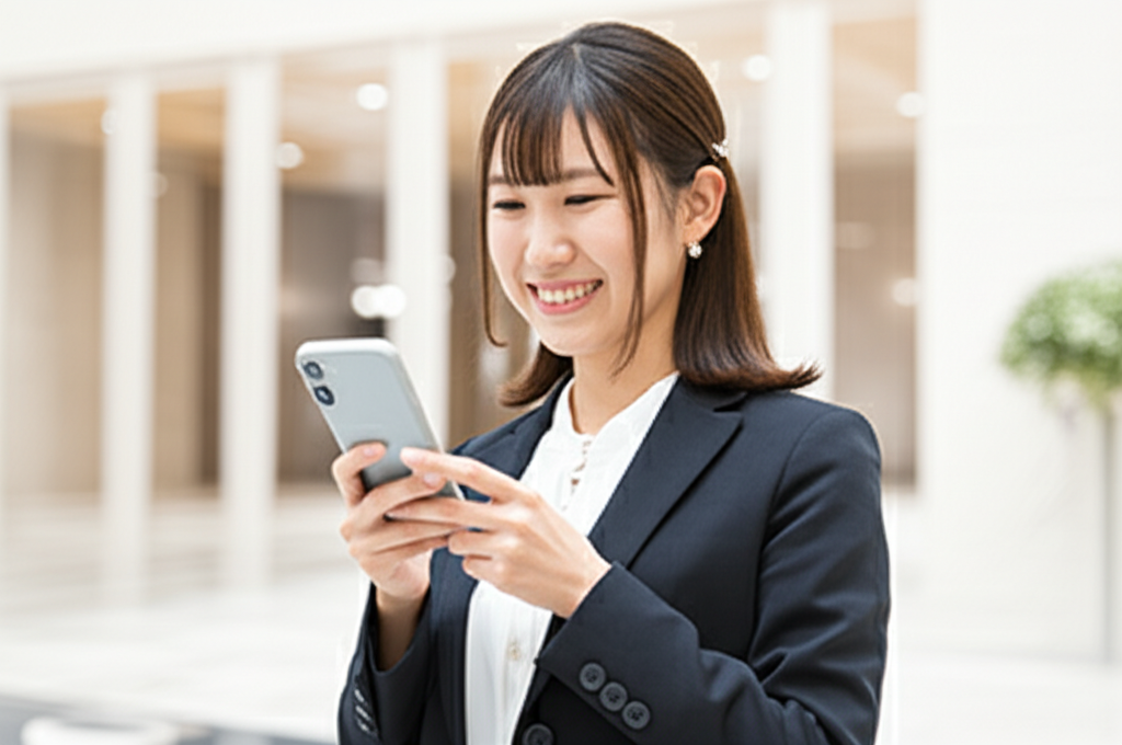 スマートフォンで自分に合う転職エージェントを見つけた若手ビジネスパーソン