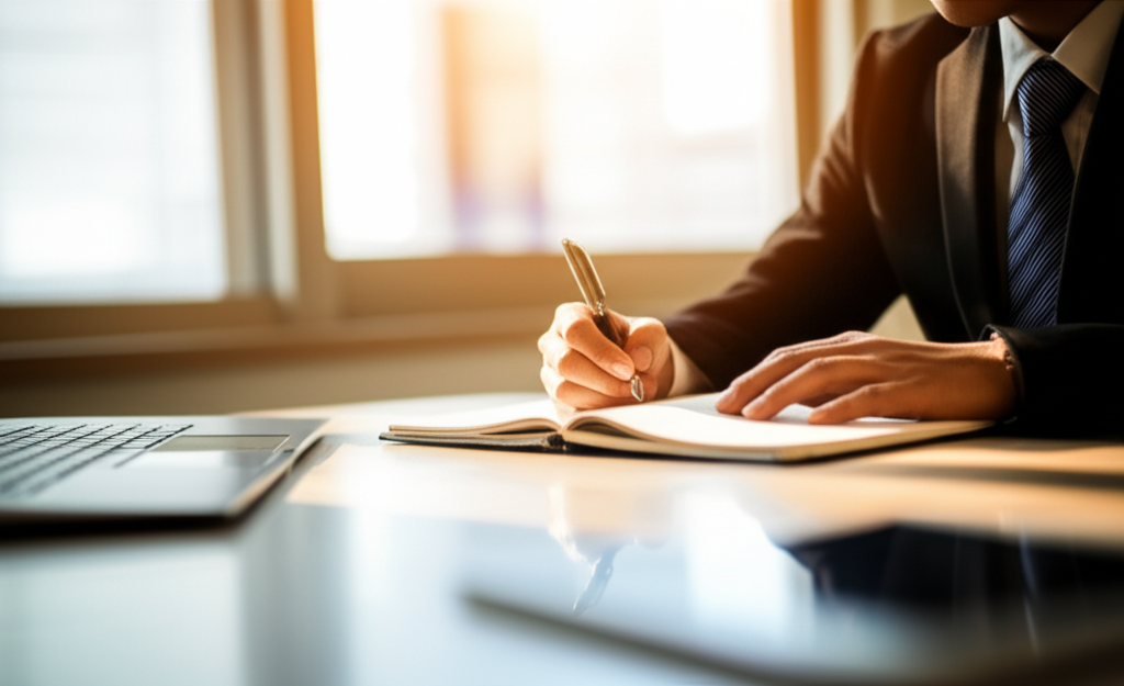 転職の自己分析について考えるビジネスパーソン