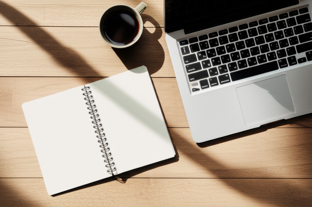 転職の自己分析を進めるためのノートとデスク