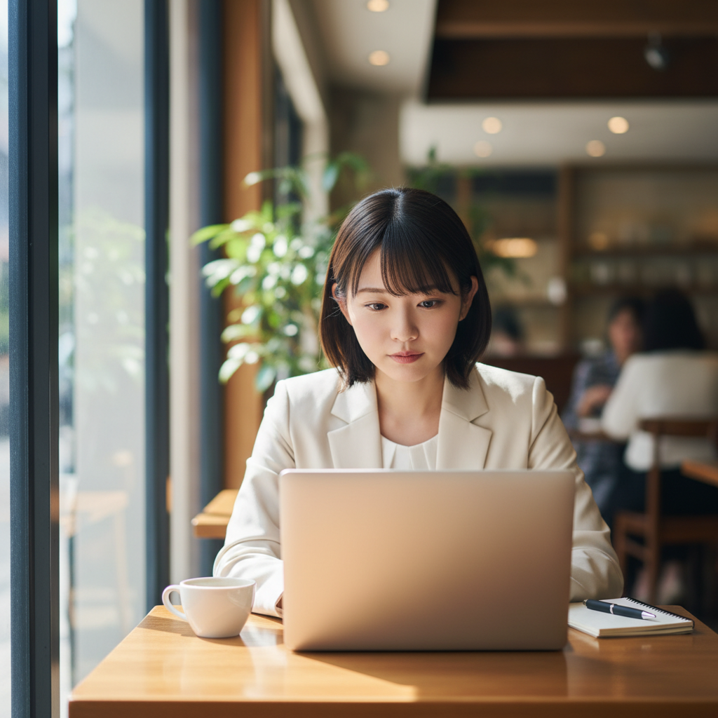 エージェントの対応に違和感を覚えるビジネスウーマン