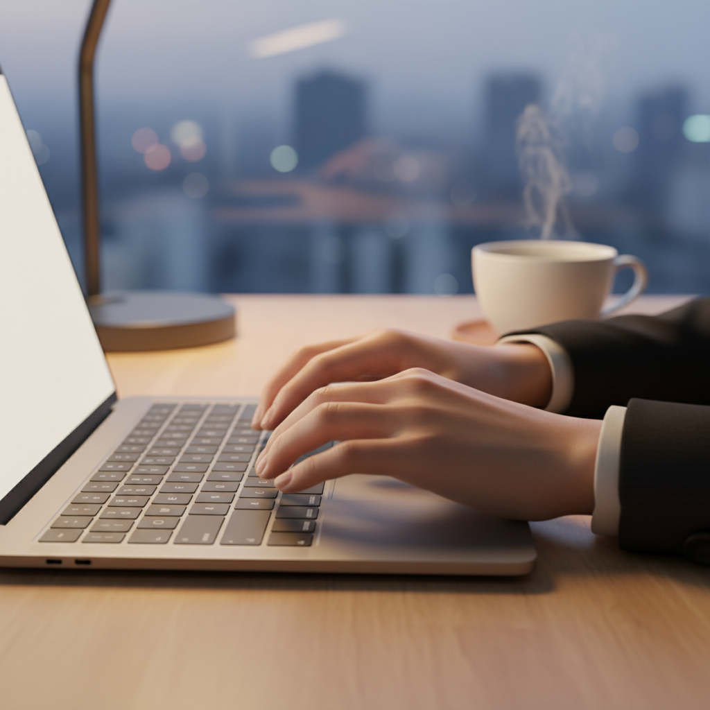 担当変更の依頼メールを作成する様子