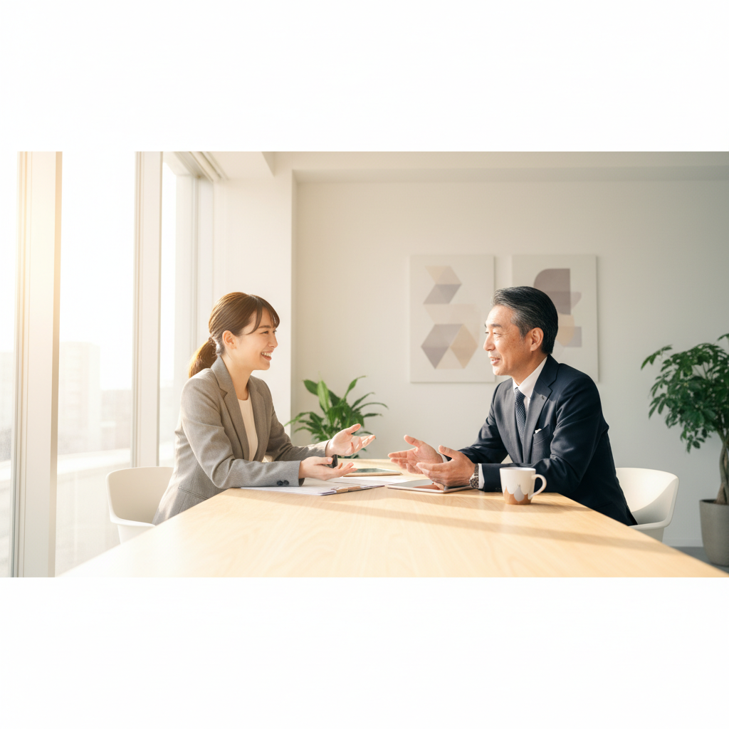新しい担当者との前向きな面談風景